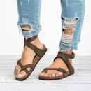 Dame flade sandaler med justerbare spænderemme