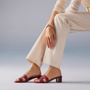Dame Sandaler med Firkantet Hæl og Slip-On Design