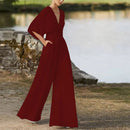 Daisy – Løs kortærmet jumpsuit med V-hals
