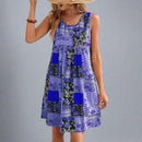 Dame Mini Kjole med Patchwork Print og Brede Stropper