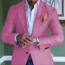 Langærmet blazer med V-hals, skræddersyet slim fit for et