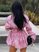 Julia V-hals ternet bluse