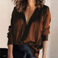 Grace – Elegant Bluse med V-udskæring & Lange Ærmer