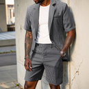 Mænds Plaid Blazer og Shorts Sæt