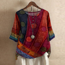 Dame Oversized Bluse med Motiveret Print