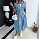 Tessa - Elegant denimkjole med knaplukning og lommer