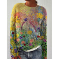 Nancy - Stilfuld blomsterprintet sweater med lange ærmer og