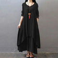 Tara Boheme Button Front Langærmet Maxikjole
