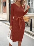 Lunara - Elegant Bodycon Midi-kjole med lange ærmer og