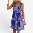 Dame Mini Kjole med Patchwork Print og Brede Stropper