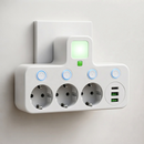 Plugnova - Stikdåse med 3 stik, USB og Type-C porte