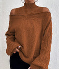 Tessa - Off-shoulder højhalset sweater