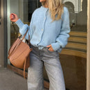 Sorella - Dame oversized cardigan med knapper og lange ærmer