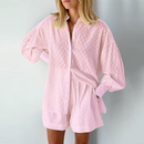 Dame sæt med puff-ærmer og shorts