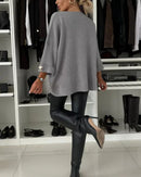 Lily – Oversized sweater med rund hals og dekorative knapper