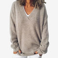 Dame V-hals Langærmet Sweater