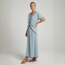 Dame V-Hals Maxi Kjole med Twist Front