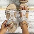 Mira – T-rem sandaler med blomster- og perledetaljer
