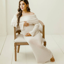 Dame graviditetsmaxikjole med off-shoulder