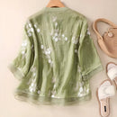 Mila - Blomsterbluse med broderi og blondedetaljer