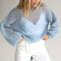 Lana – Oversized V-hals sweater med ballonærmer