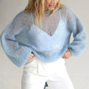 Lana – Oversized V-hals sweater med ballonærmer