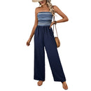 Monika - Stribet jumpsuit med høj talje og brede ben
