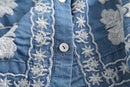 BlossomCharm - Boho broderet denimjakke til kvinder