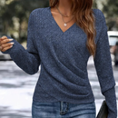 Dame Sweatshirt med V-hals og Kryds Design