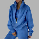 Dame Oversized Hoodie med Lynlås og Matchende Bukser