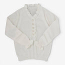 Dame Bluse med Flæsefront og Dekorative Knapper