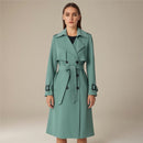 Dames Trenchcoat med Notched Krave og Bælte i Taljen