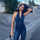 Hedda - Afslappet jumpsuit med V-hals og høj talje