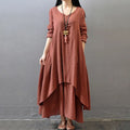 Tara Boheme Button Front Langærmet Maxikjole