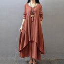 Tara Boheme Button Front Langærmet Maxikjole