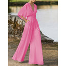 Amy jumpsuit med vide ben og V-hals