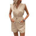 Angelika - Afslappet jumpsuit med V-hals, elastisk talje og