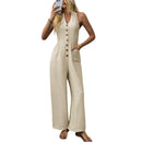 Jasmin - Afslappet jumpsuit med knapper foran og V-hals