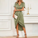Kvindernes Twist Front V-Hals Midi Kjole