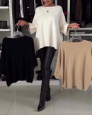 Lily – Oversized sweater med rund hals og dekorative knapper