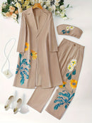 Lauren - Tredelt sæt med blomsterprint med lang trenchcoat