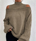 Tessa - Off-shoulder højhalset sweater