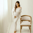 Dame graviditetsmaxikjole med off-shoulder