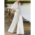 Amy jumpsuit med vide ben og V-hals