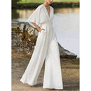 Amy jumpsuit med vide ben og V-hals