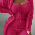 Luisa - 3-delt fleece loungewear sæt med lang cardigan