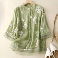 Mila - Blomsterbluse med broderi og blondedetaljer