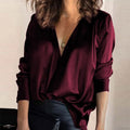 Grace – Elegant Bluse med V-udskæring & Lange Ærmer