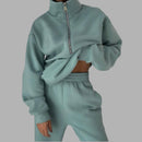 Dame Oversized Hoodie med Lynlås og Matchende Bukser