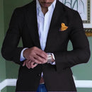 Langærmet blazer med V-hals, skræddersyet slim fit for et